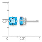 14k White Gold 6mm Princess-cut Blue Topaz Post Earrings