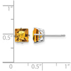 14k White Gold 6mm Princess-cut Citrine Post Earrings