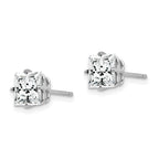 14k White Gold 6mm Princess-cut Cubic Zirconia Post Earrings
