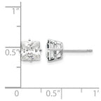 14k White Gold 6mm Princess-cut Cubic Zirconia Post Earrings