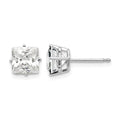 14k White Gold 6mm Princess-cut Cubic Zirconia Post Earrings