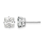 14k White Gold 6mm Princess-cut Cubic Zirconia Post Earrings