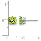 14k White Gold 6mm Square Step-cut Peridot Post Earrings