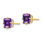14k 7mm Princess-cut Amethyst Post Earrings