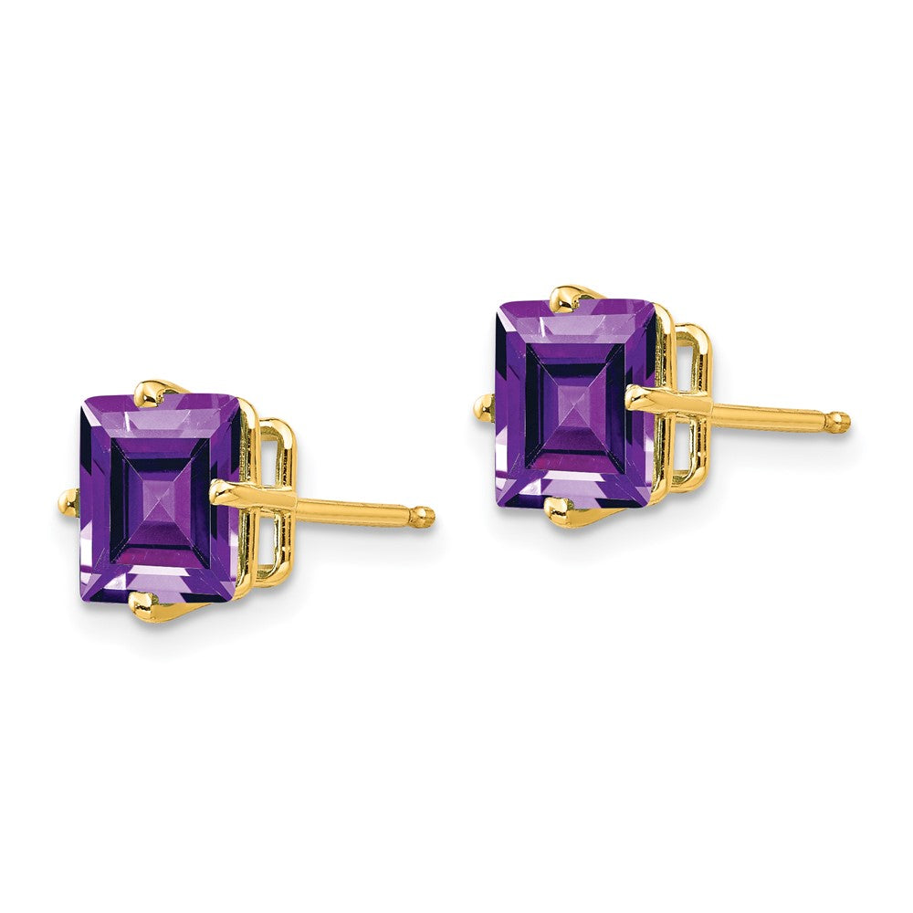 14k 7mm Princess-cut Amethyst Post Earrings