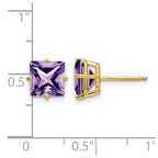 14k 7mm Princess-cut Amethyst Post Earrings