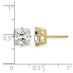 14k 7mm Princess-cut Cubic Zirconia Post Earrings