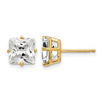 14k 7mm Princess-cut Cubic Zirconia Post Earrings