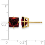 14k 7mm Princess-cut Garnet Post Earrings