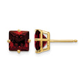 14k 7mm Princess-cut Garnet Post Earrings