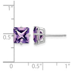 14k White Gold 7mm Princess-cut Amethyst Post Earrings