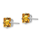 14k White Gold 7mm Princess-cut Citrine Post Earrings