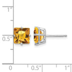 14k White Gold 7mm Princess-cut Citrine Post Earrings