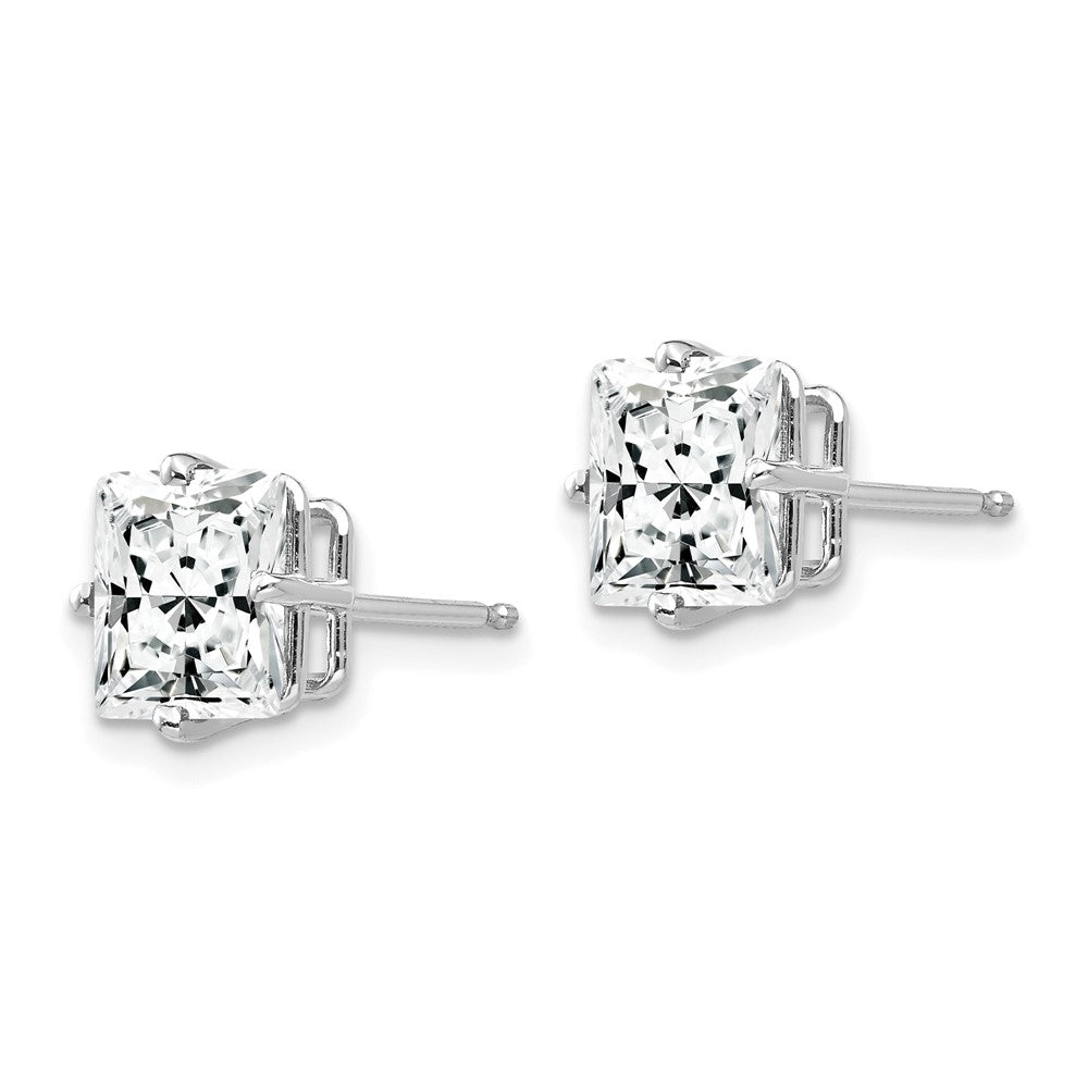 14k White Gold 7mm Cubic Zirconia Post Earrings