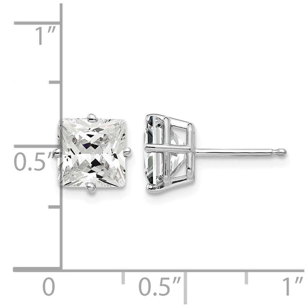 14k White Gold 7mm Cubic Zirconia Post Earrings