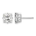 14k White Gold 7mm Cubic Zirconia Post Earrings