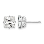 14k White Gold 7mm Cubic Zirconia Post Earrings