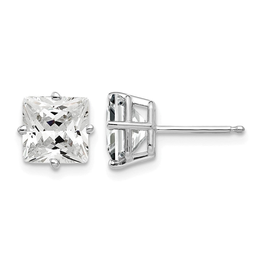 14k White Gold 7mm Cubic Zirconia Post Earrings