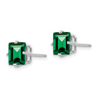 14k White Gold 7mm Princess-cut Mount St. Helens Post Earrings