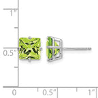 14k White Gold 7mm Princess-cut Peridot Post Earrings