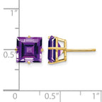 14k 8mm Square Step-Cut Amethyst Post Earrings