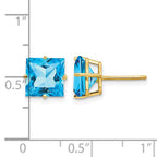 14k 8mm Square Step-Cut Blue Topaz Post Earrings
