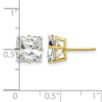 14k 8mm Princess-cut Cubic Zirconia Post Earrings