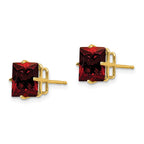 14k 8mm Princess-cut Garnet Post Earrings