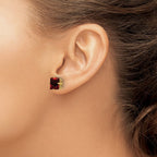 14k 8mm Princess-cut Garnet Post Earrings