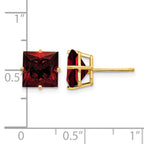 14k 8mm Princess-cut Garnet Post Earrings