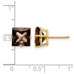 14k 8mm Square Smoky Quartz Post Earrings