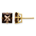 14k 8mm Square Smoky Quartz Post Earrings