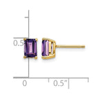 14k 6x4mm Emerald-cut Amethyst Post Earrings