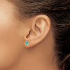 14k 6x4mm Emerald-cut Blue Topaz Post Earrings