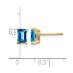 14k 6x4mm Emerald-cut Blue Topaz Post Earrings