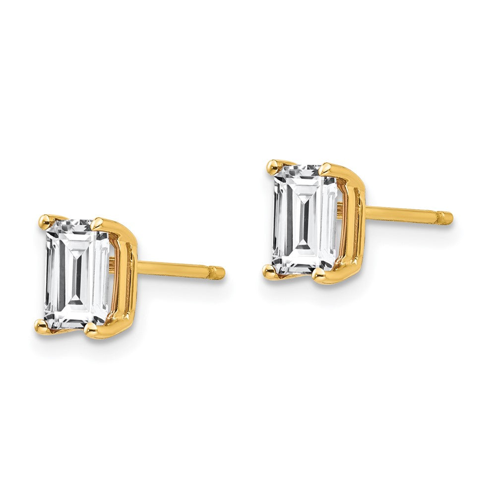 14k 6x4mm Octagon Radiant-cut Cubic Zirconia Post Earrings