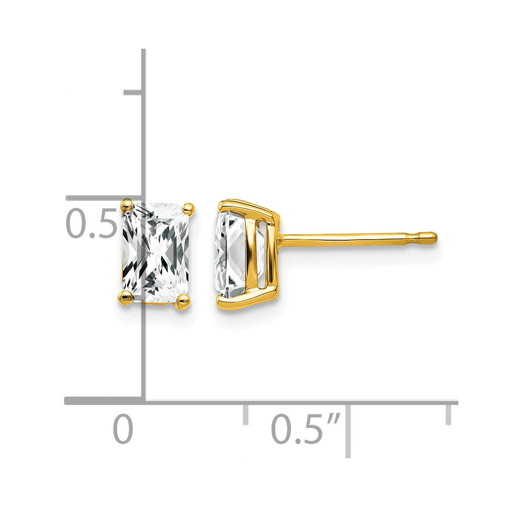14k 6x4mm Octagon Radiant-cut Cubic Zirconia Post Earrings