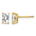 14k 6x4mm Octagon Radiant-cut Cubic Zirconia Post Earrings