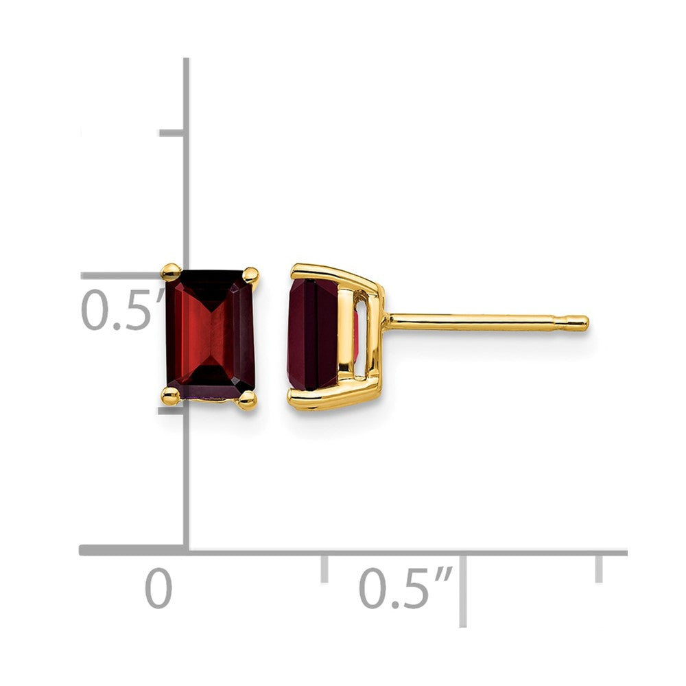 14k 6x4mm Emerald-cut Garnet Post Earrings