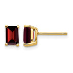 14k 6x4mm Emerald-cut Garnet Post Earrings