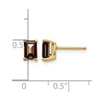 14k 6x4mm Emerald-cut Smoky Quartz Post Earrings