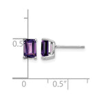 14k White Gold 6x4mm Emerald-cut Amethyst Post Earrings