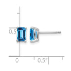 14k White Gold 6x4mm Emerald-cut Blue Topaz Post Earrings