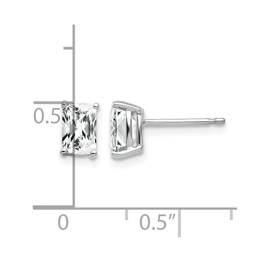 14k White Gold 6x4mm Octagon Radiant-Cut Cubic Zirconia Post Earrings