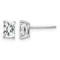 14k White Gold 6x4mm Octagon Radiant-Cut Cubic Zirconia Post Earrings