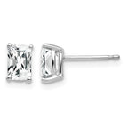 14k White Gold 6x4mm Octagon Radiant-Cut Cubic Zirconia Post Earrings