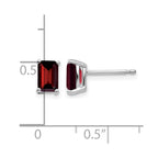 14k White Gold 6x4mm Emerald-cut Garnet Post Earrings