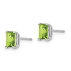 14k White Gold 6x4mm Emerald-Cut Peridot Post Earrings