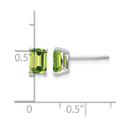 14k White Gold 6x4mm Emerald-Cut Peridot Post Earrings