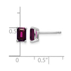 14k White Gold 6x4mm Emerald-Cut Rhodolite Garnet Stud Earrings
